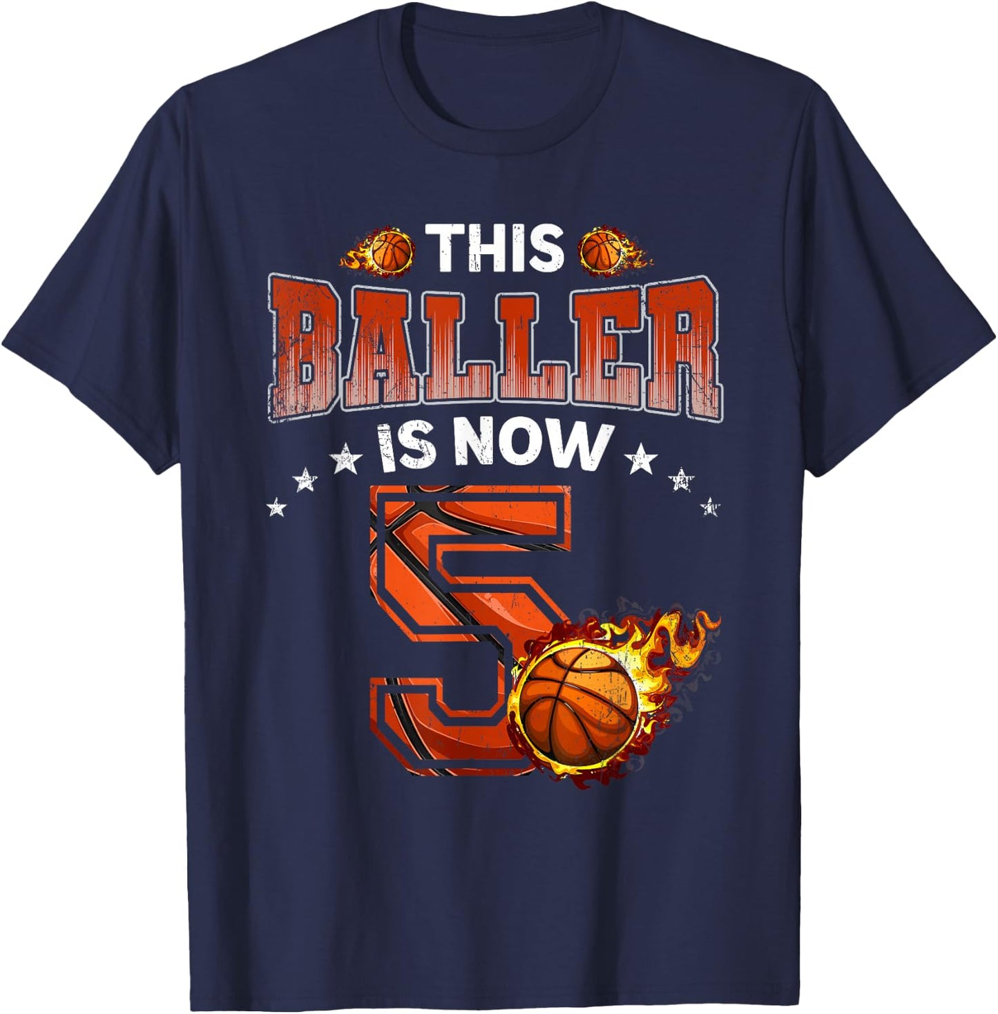 5th Birthday Boys Basketball Player Gifts 5 Years Old Kids T-Shirt - T-Shirt | Navy