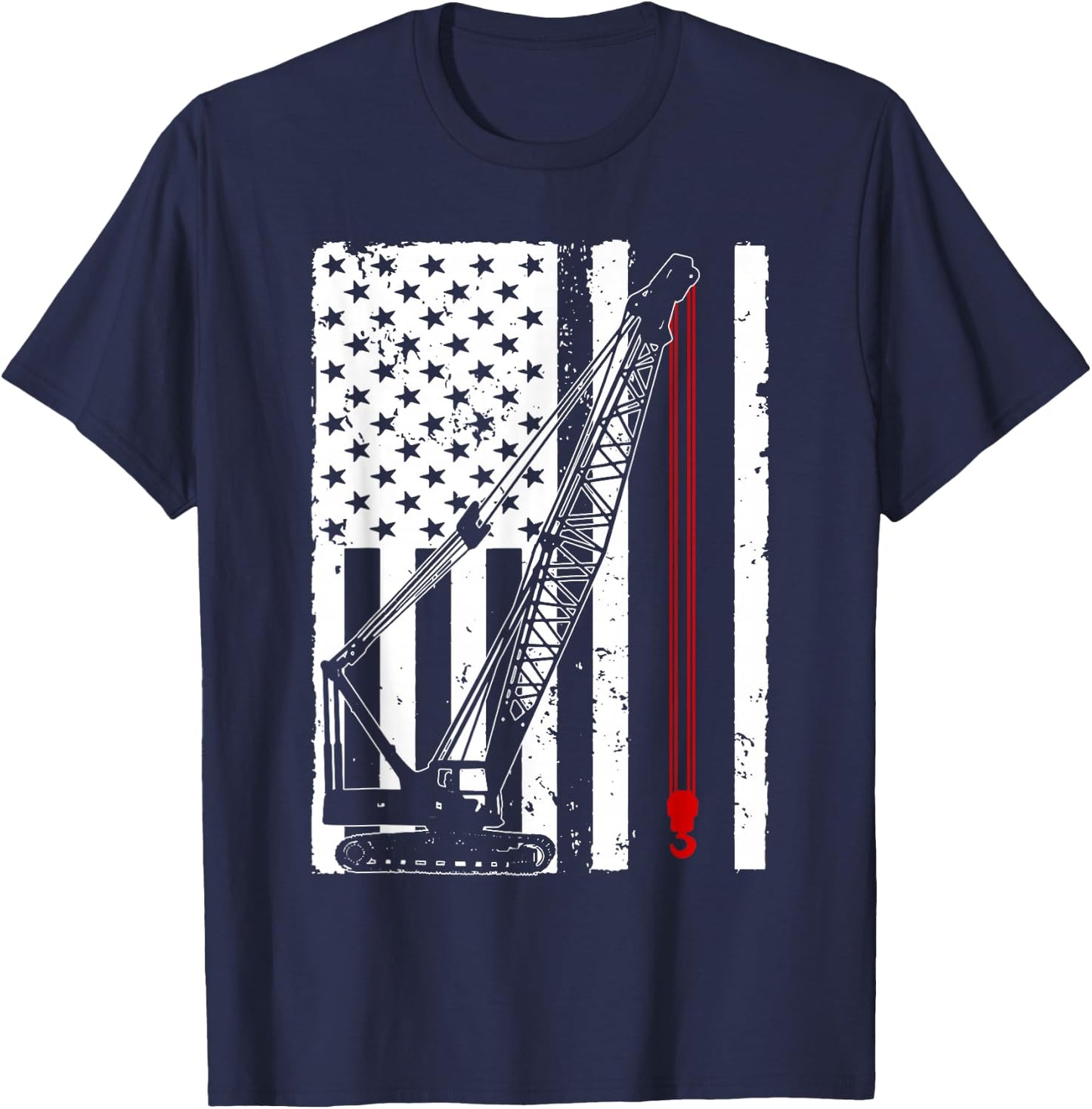 Crane Operator Design US Heavy Equipment Crane Lover T-Shirt - T-Shirt | Navy