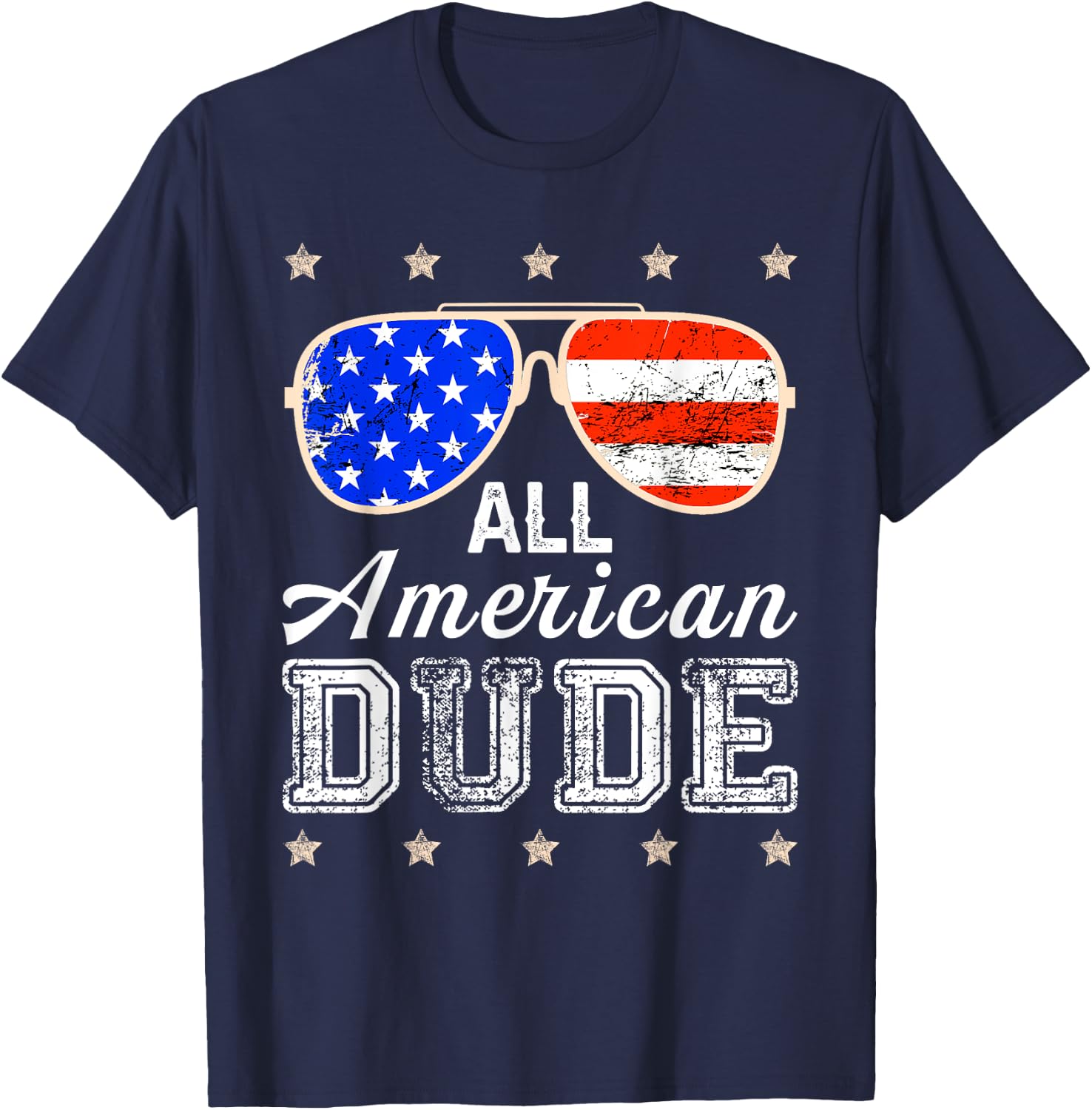 All American Dude 4th of July Family Matching Sunglass USA T-Shirt - T-Shirt | Navy