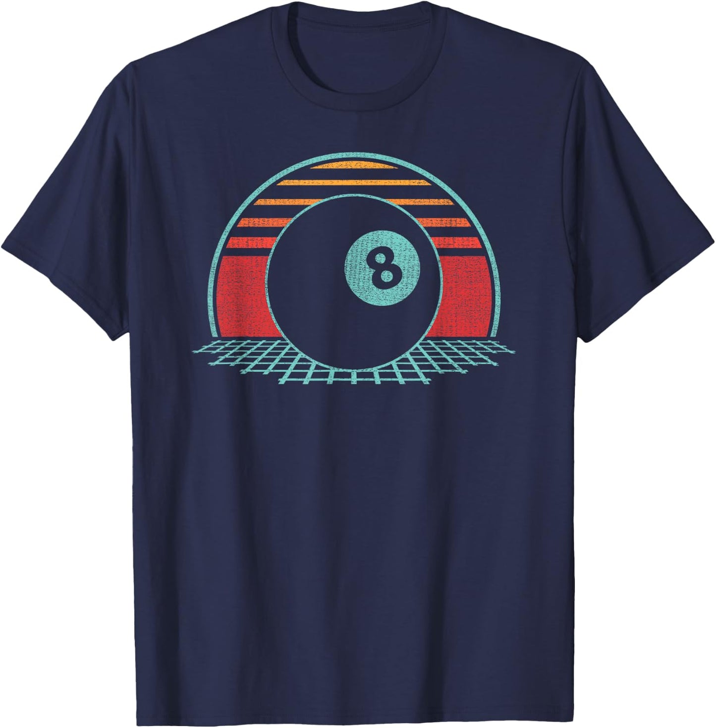 Pool Player Billiards Lover 8 Ball Retro Vintage 80s Style T-Shirt - T-Shirt | Navy