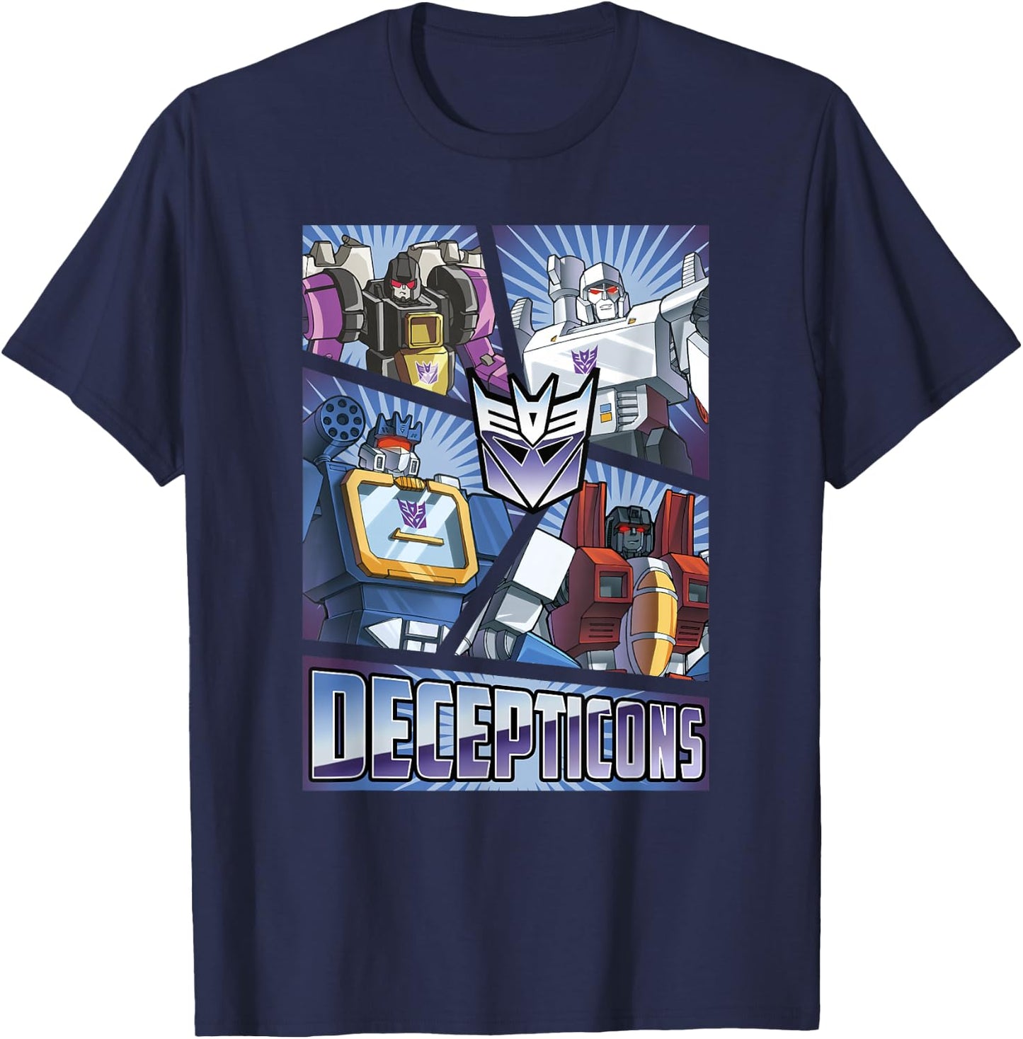 Transformers Decepticons Cut Up Panels T-Shirt - T-Shirt | Navy