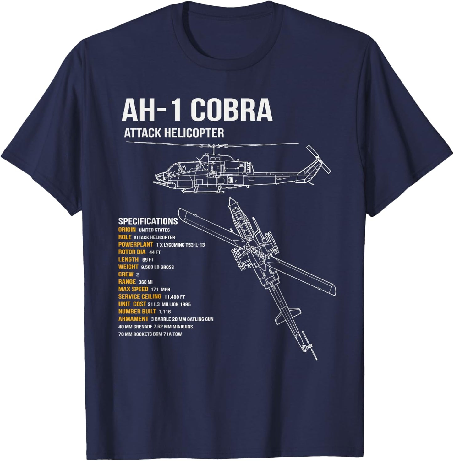 AH-1 Cobra Helicopter T-Shirt - T-Shirt | Navy