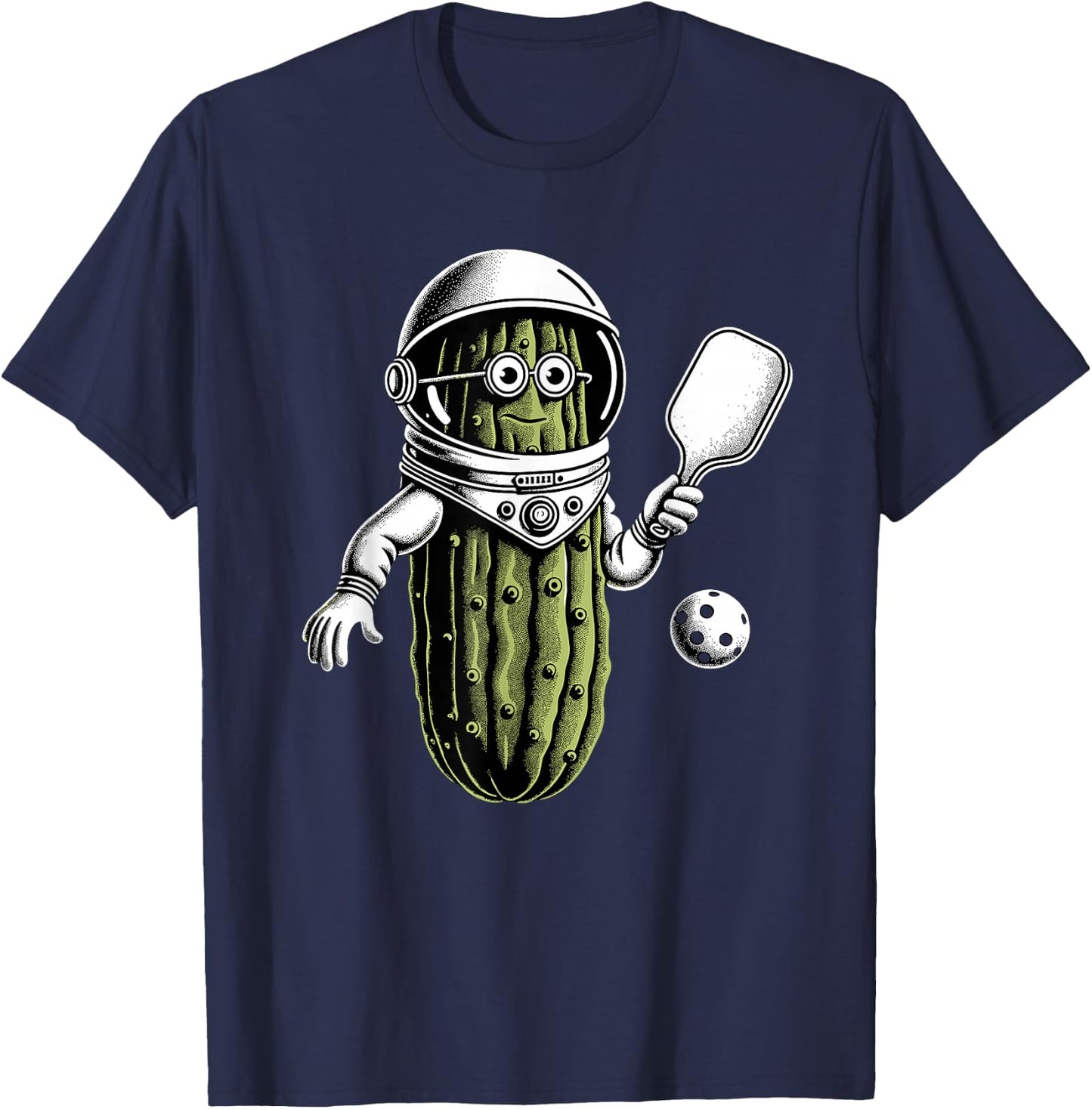Space Astronaut Pickle Playing Pickleball Pickle Ball Player T-Shirt - T-Shirt | Navy