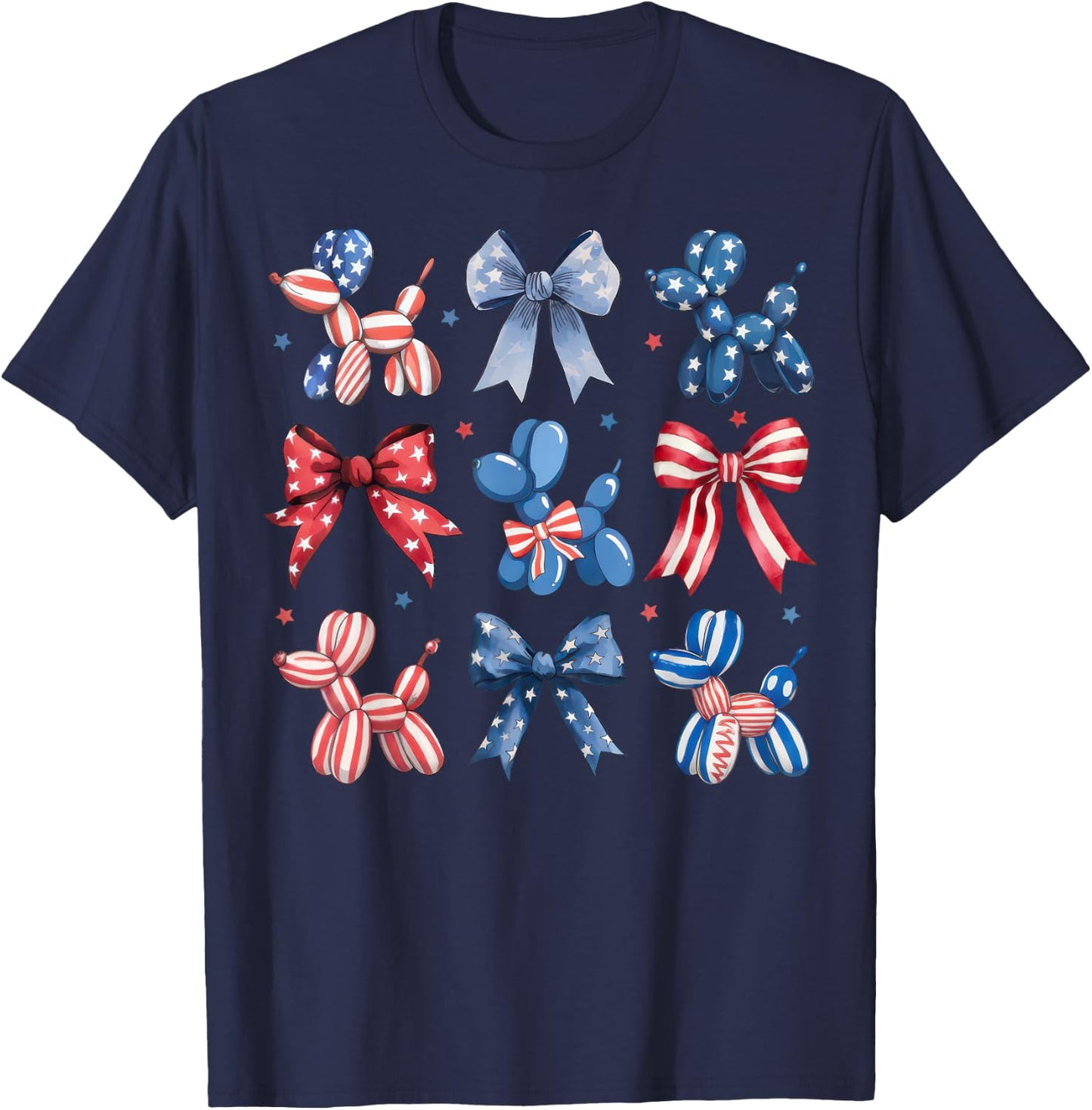 Cute Patriotic Balloon Dog 4th of July USA Flag Girls Kids T-Shirt - T-Shirt | Navy