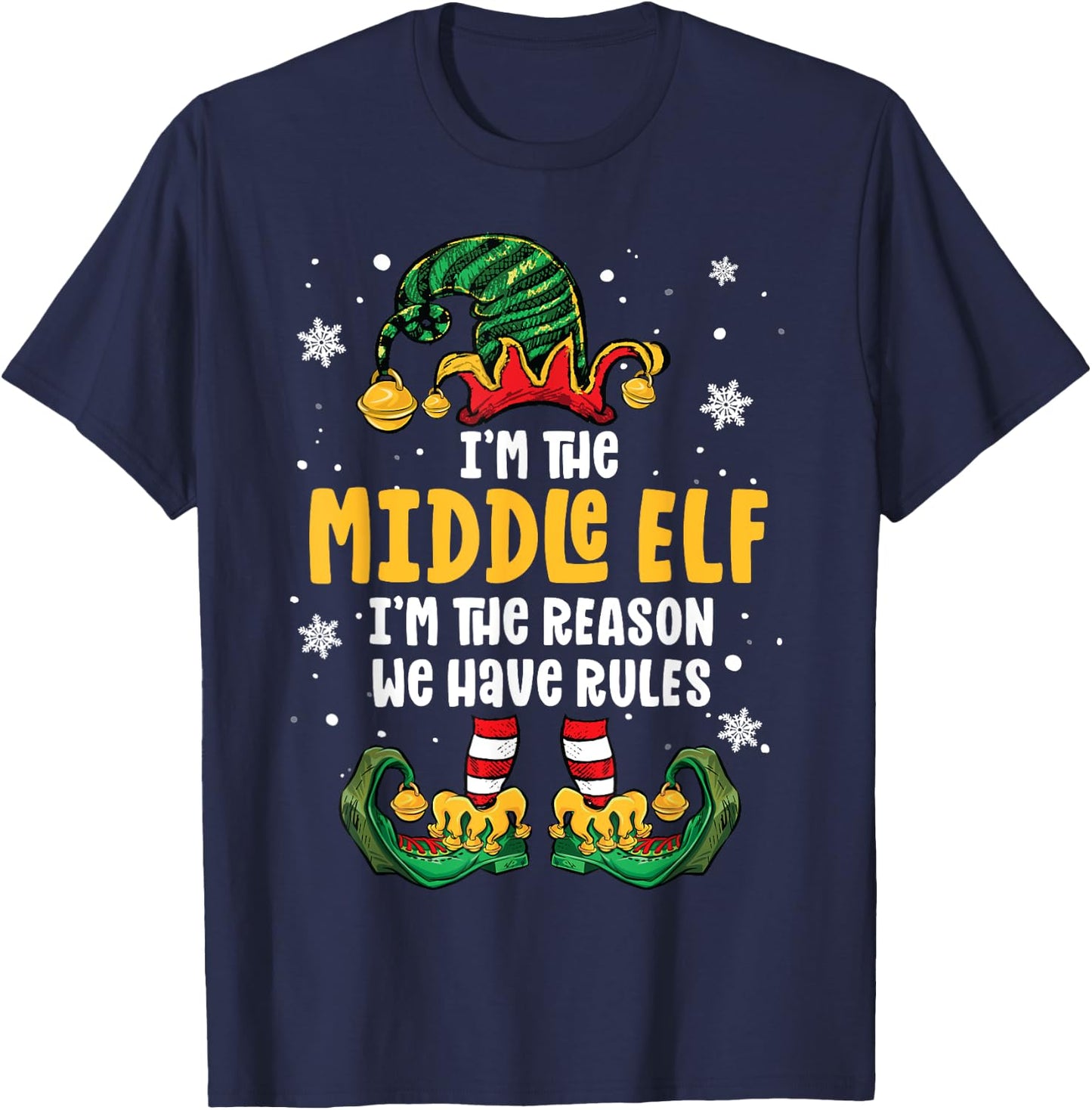 Middle Child Shirt Elf Family Matching Sibling Christmas T-Shirt - T-Shirt | Navy