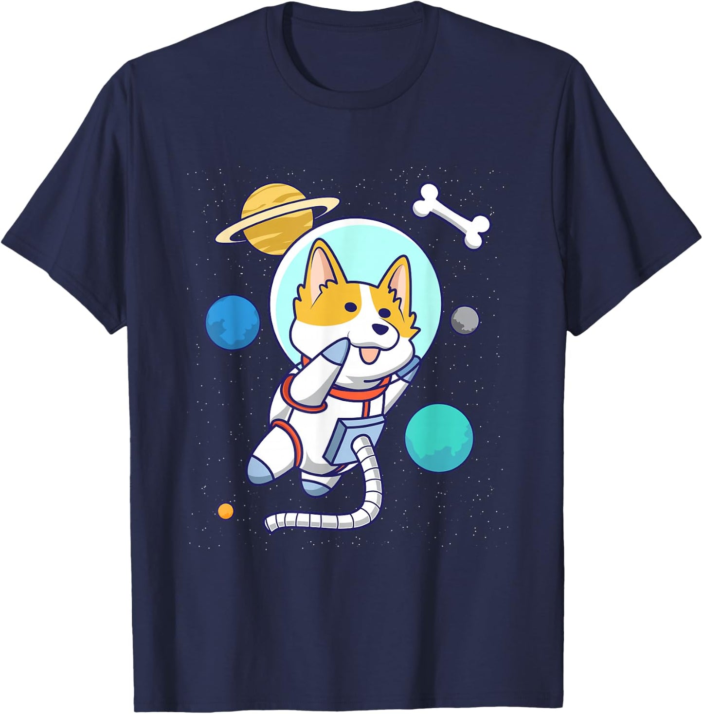 Kawaii Corgi Astronaut Dog Corgi In Space T-Shirt - T-Shirt | Navy