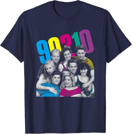 Beverly Hills 90210 Group Shot Neon Color Pop T-Shirt - T-Shirt | Navy