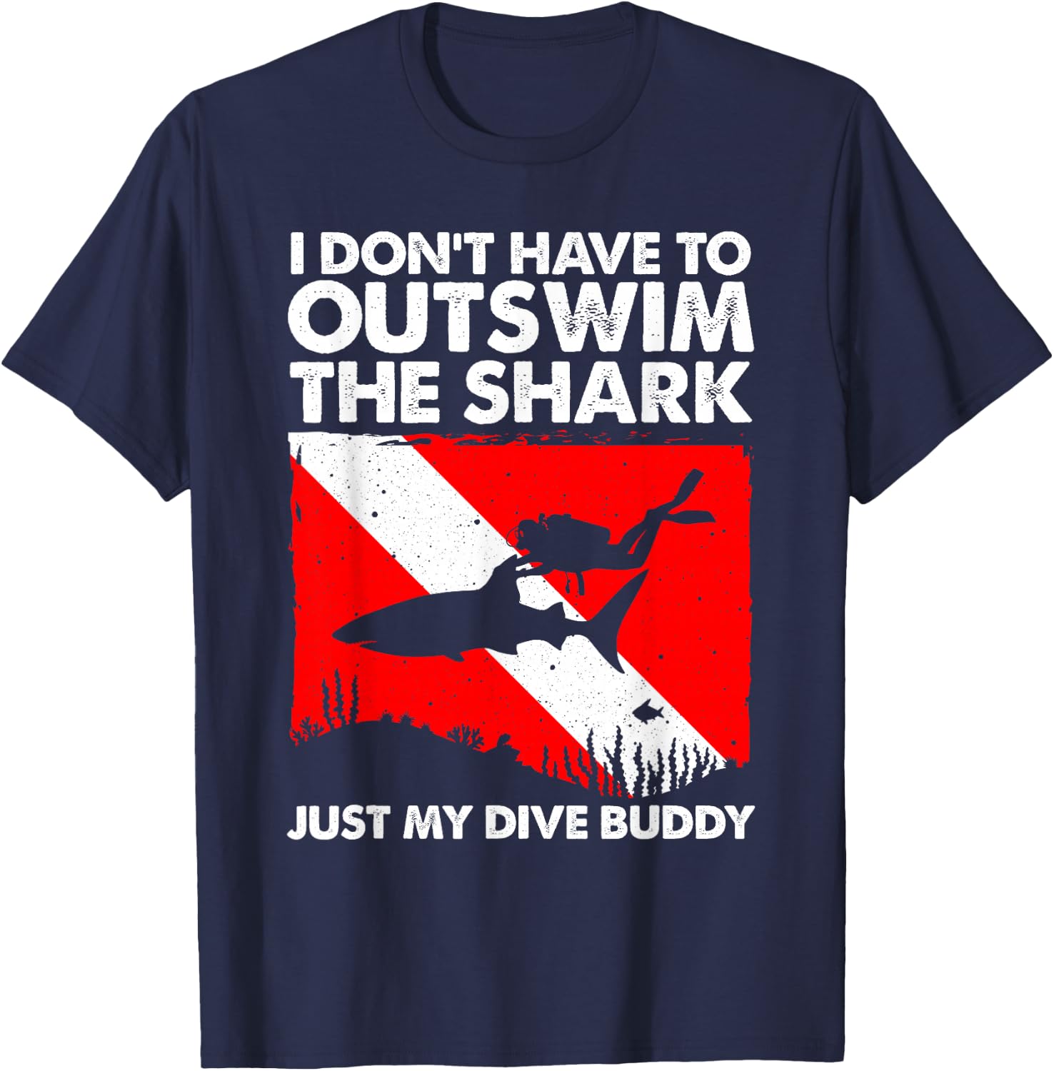Funny Scuba Diving Design Women Shark Diving Buddy T-Shirt - T-Shirt | Navy
