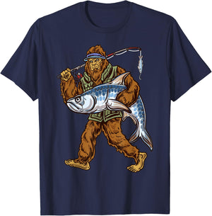 Northern Outdoors Tarpon Collection Men's Black Tarpon Fishing Bigfoot Theme , Small, Short Sleeve, Classic Fit T-Shirt - T-Shirt | Navy