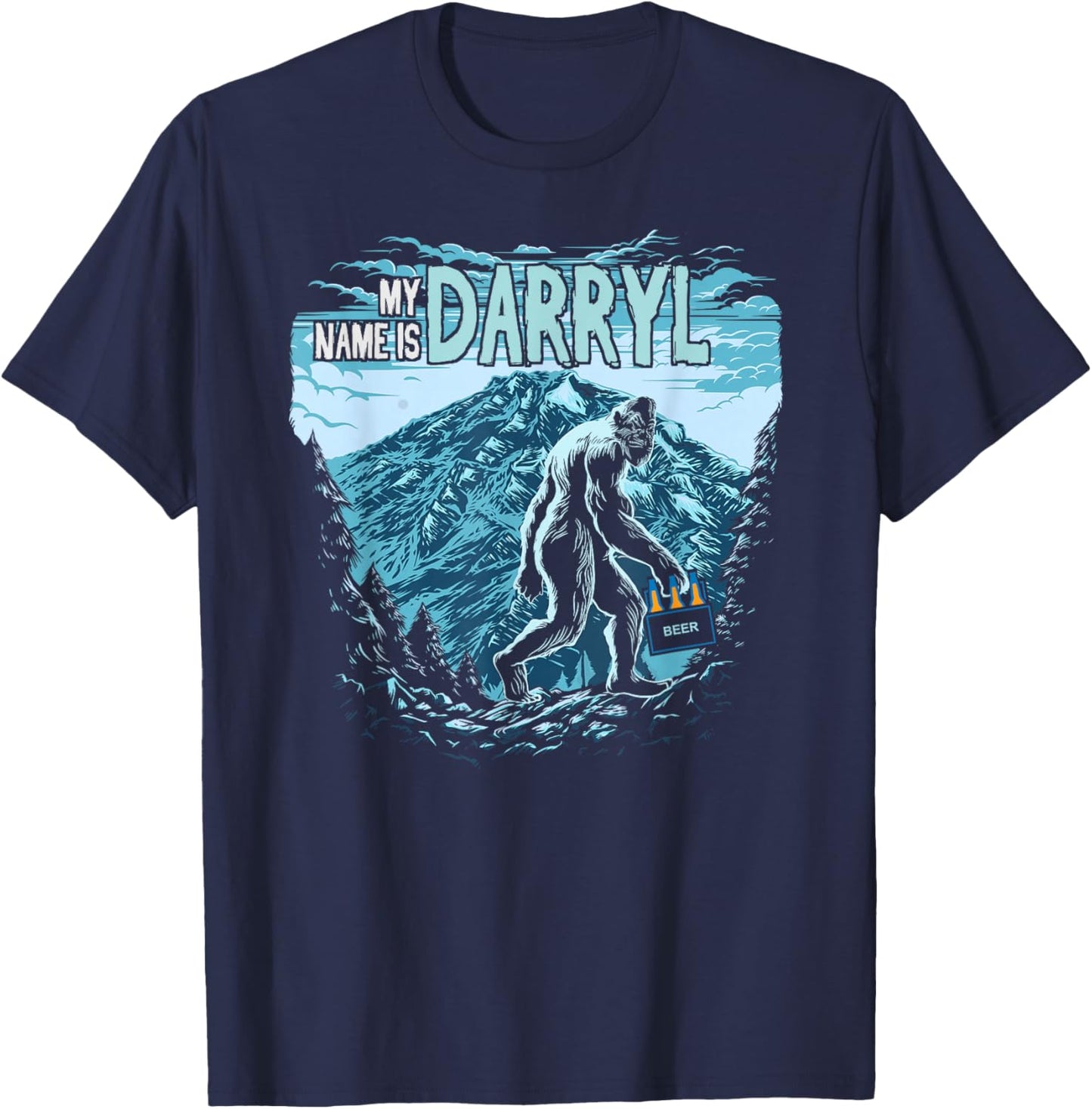 My Name is Darryl - Funny Vintage Bigfoot - Darryl Bigfoot T-Shirt - T-Shirt | Navy