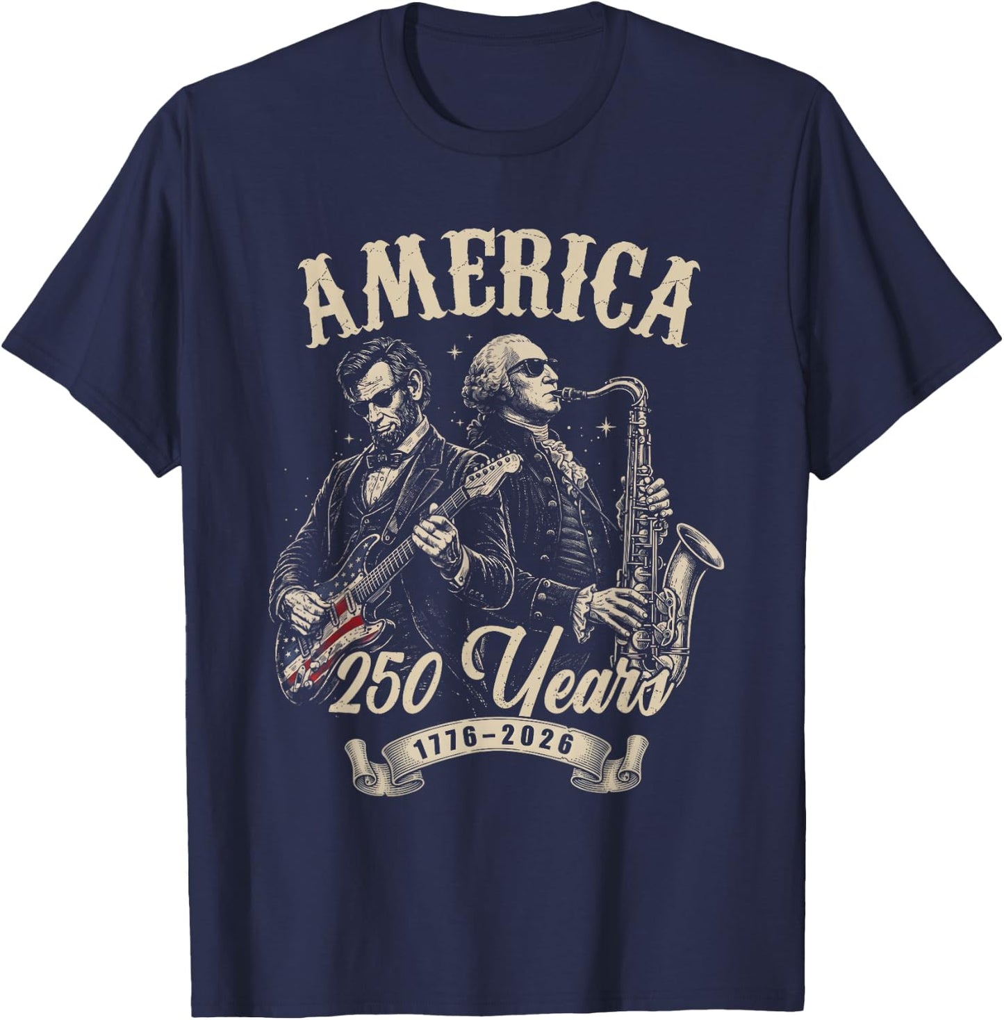 Vintage 250 Years of American 250th Anniversary 1776 2026 T-Shirt - T-Shirt | Navy