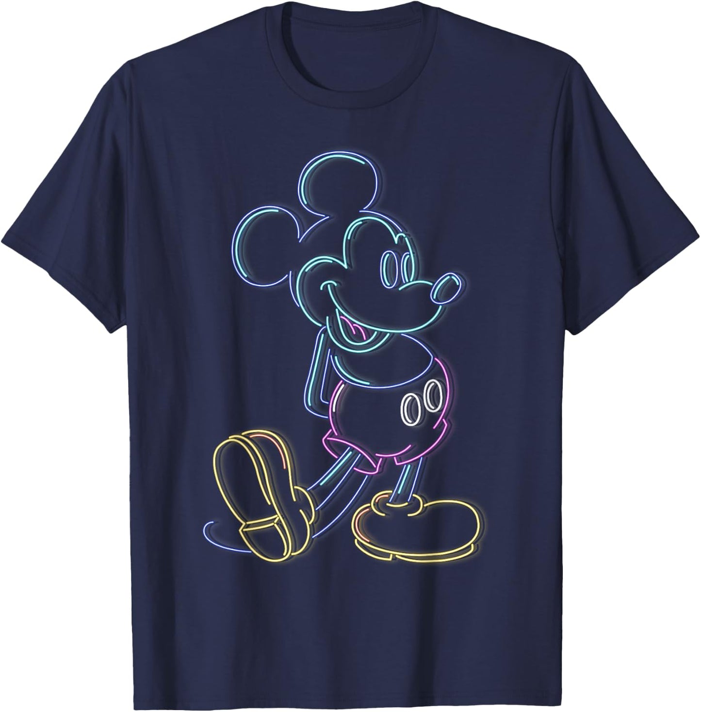 Disney Mickey and Friends Mickey Mouse Neon Line Portrait Small T-Shirt - T-Shirt | Navy