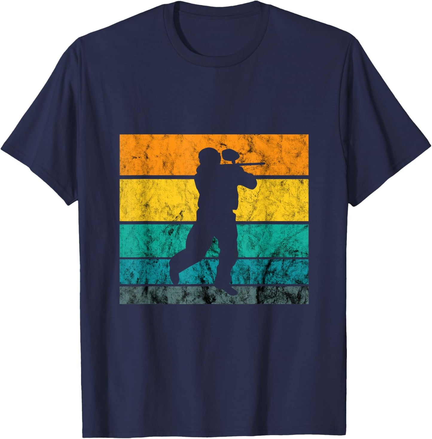 Paintball Player Retro Vintage Sunset Paintball Play T-Shirt - T-Shirt | Navy