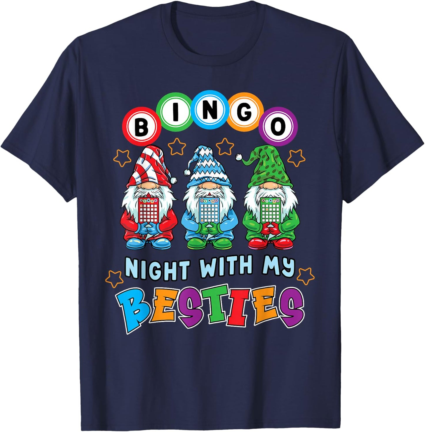 Gnome Bingo Night with My Bestie Gambling Gambler Gift Funny T-Shirt - T-Shirt | Navy