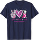 Peace Love Cure Husky Dog Breast Cancer Awareness Women T-Shirt - T-Shirt | Navy