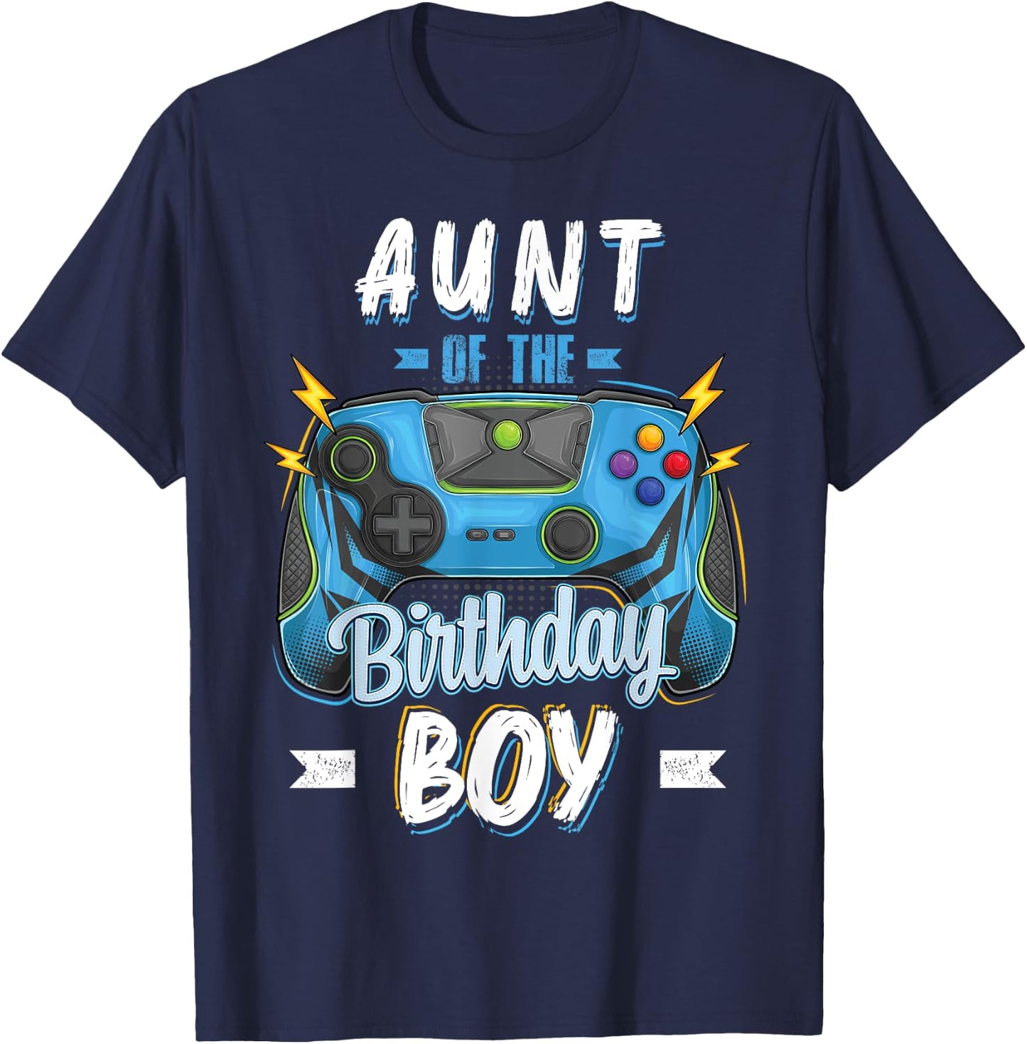 Aunt of the Birthday Boy Matching family Video Gamer party T-Shirt - T-Shirt | Navy