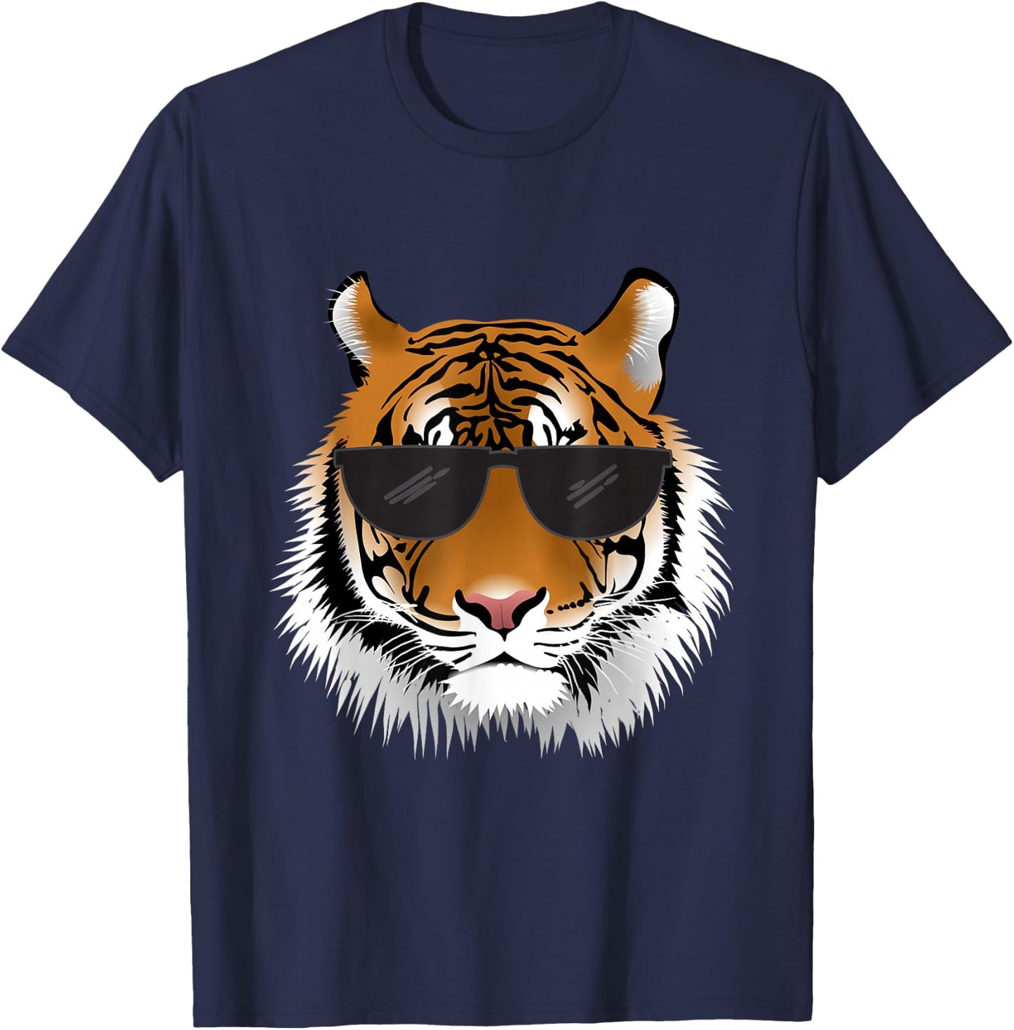 Cool Bengal Tiger With Sunglasses Bengal Tiger Head Funny T-Shirt - T-Shirt | Navy