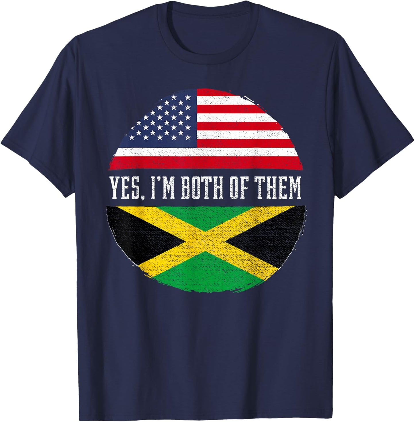 Half American Half Jamaican USA Flag Jamaica Heritage DNA Small T-Shirt - T-Shirt | Navy