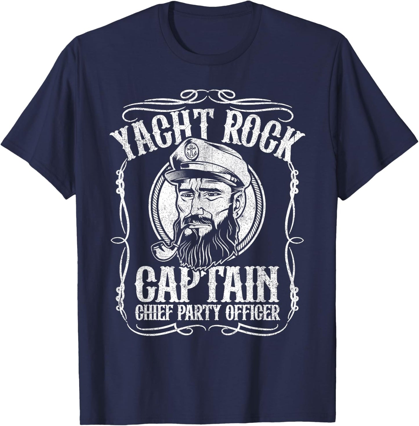 Funny Yacht Rock Captain Pontoon Boat Party Music Boating T-Shirt - T-Shirt | Navy