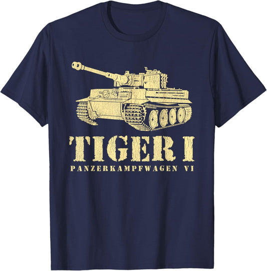 Funny Army Vintage Tiger Tank PzKpfw VI WWII Gift Men Boys T-Shirt - T-Shirt | Navy