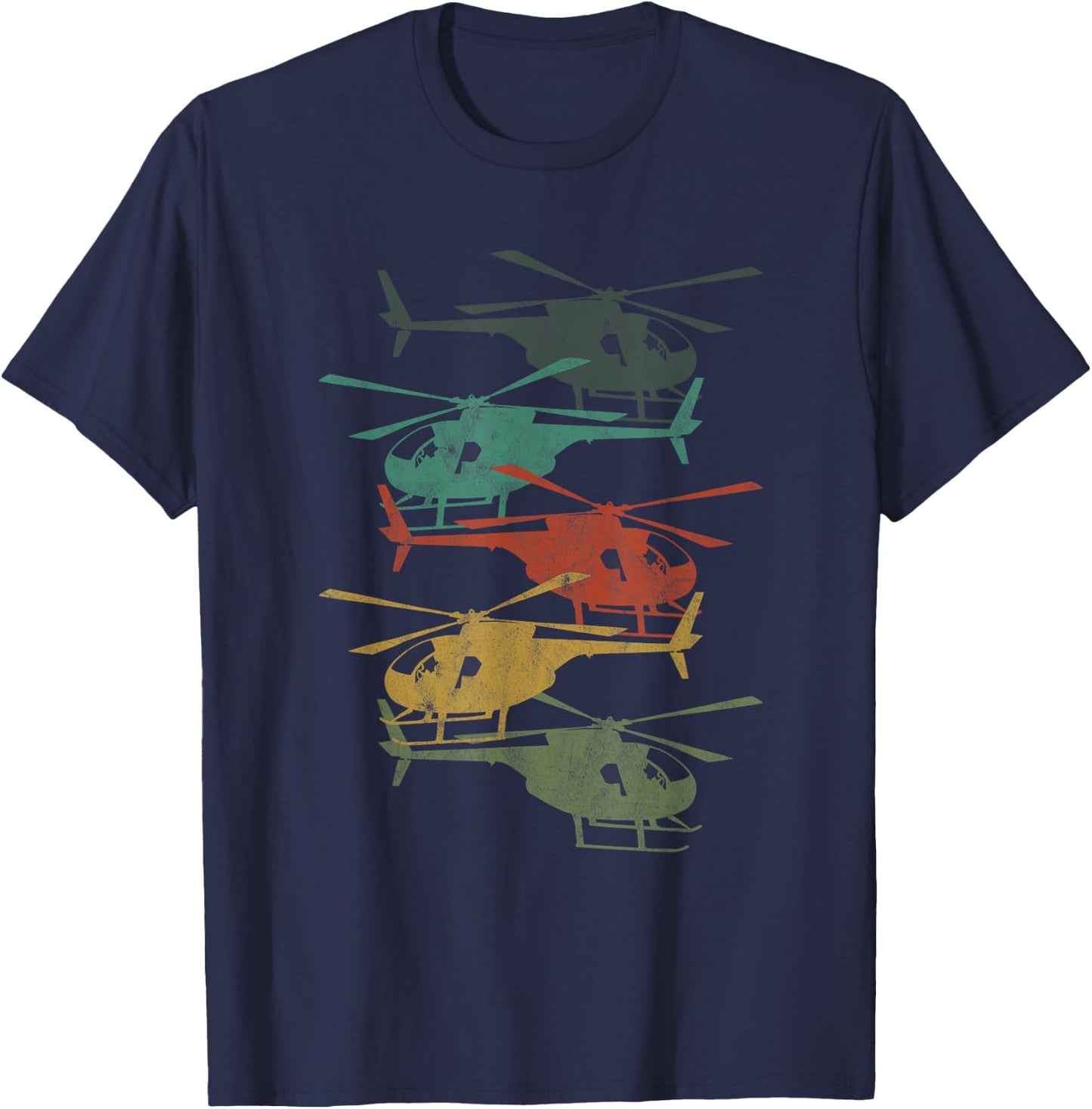 Retro Aircraft Helicopter Lover Pilot Aviation T-Shirt - T-Shirt | Navy