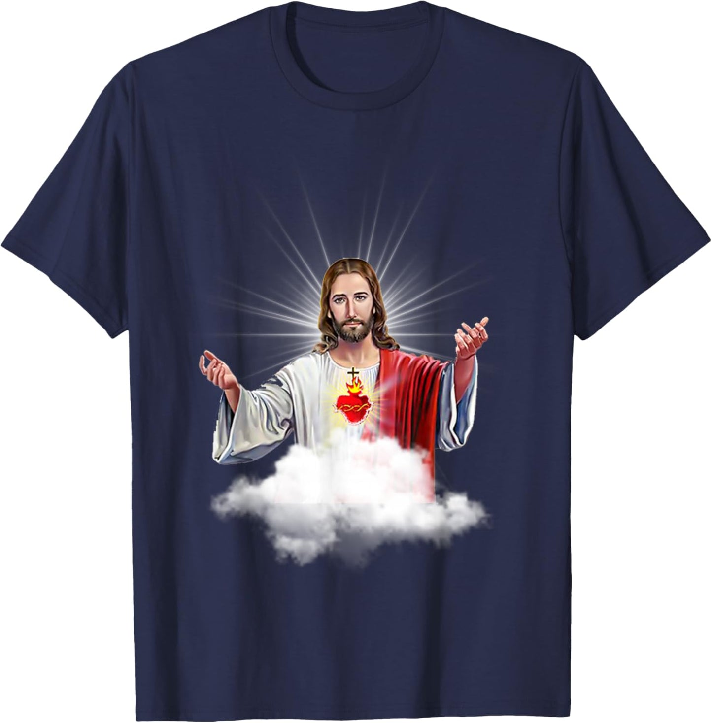 Sacred Heart of Jesus Christ Catholic Immaculate Heart T-Shirt - T-Shirt | Navy