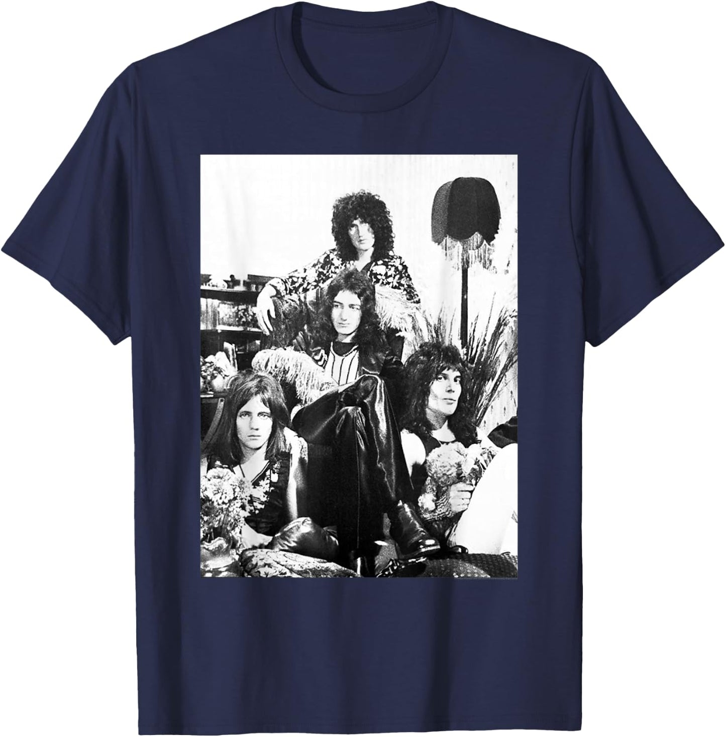 Queen Official Lampshade Promo B&W Vintage Photo T-Shirt - T-Shirt | Navy