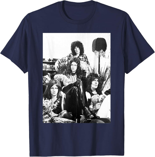 Queen Official Lampshade Promo B&W Vintage Photo T-Shirt - T-Shirt | Navy