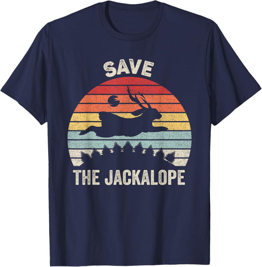 Retro Save The Jackalope Shirt Animal Lover Gift Vintage T-Shirt - T-Shirt | Navy