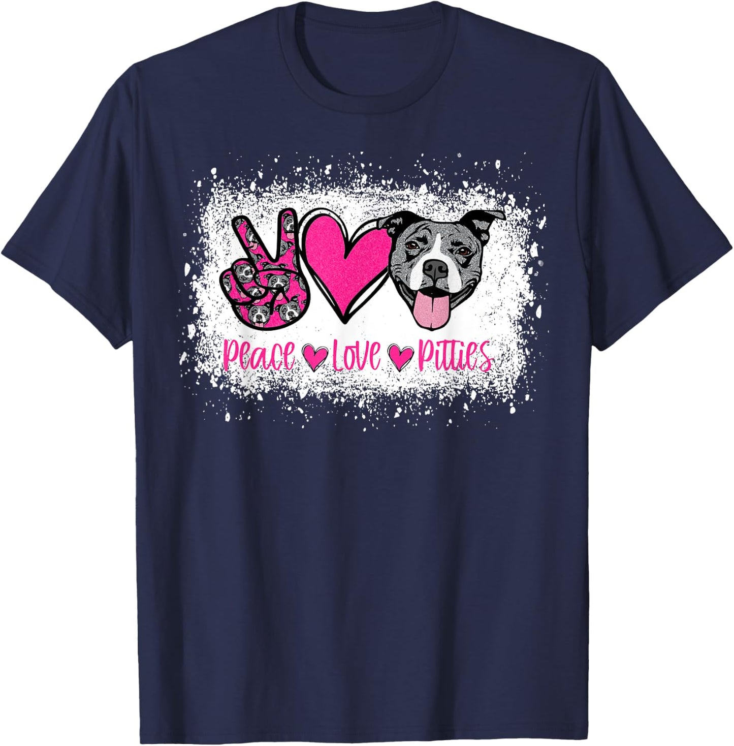 Peace Love Pitties Pitbull Lover Pet Owner Fur Mama Dog Mom Women T-Shirt - T-Shirt | Navy