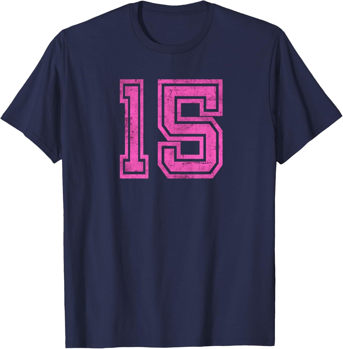 Delessed Pink Sports Team Number #15 T-Shirt - T-Shirt | Navy
