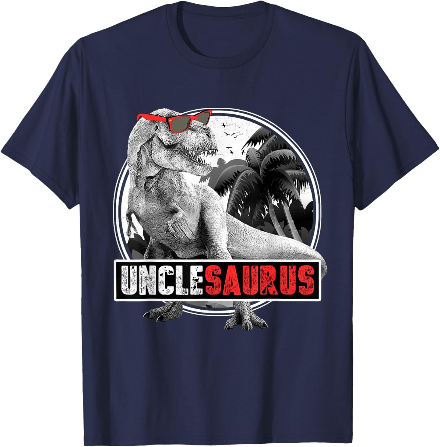 Dinosaur Family Dinosaurier - Men's Unclesaurus T-Rex Dinosaur Uncle - Black - Small - Short Sleeve - Cotton 60%, Polyester 40% T-Shirt - T-Shirt | Navy