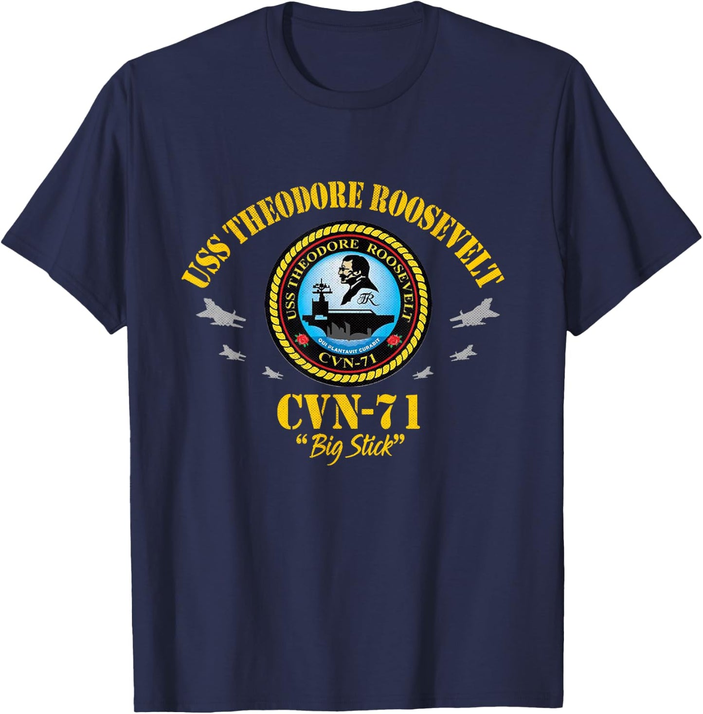 USS Theodore Roosevelt CVN-71 Aircraft Carrier Veteran Flag T-Shirt - T-Shirt | Navy