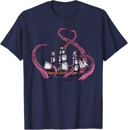 Cute Octopus Shirt Vintage Sea Monster Kraken Cthulhu T-Shirt - T-Shirt | Navy