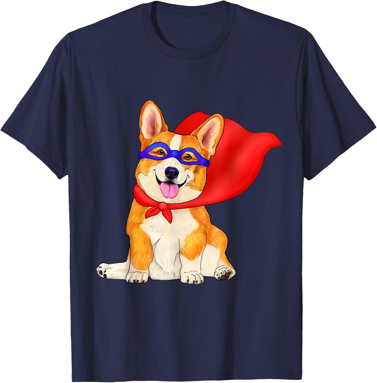 Super hero corgi - cute superhero dog in red cape Men Women Kids T-Shirt - T-Shirt | Navy