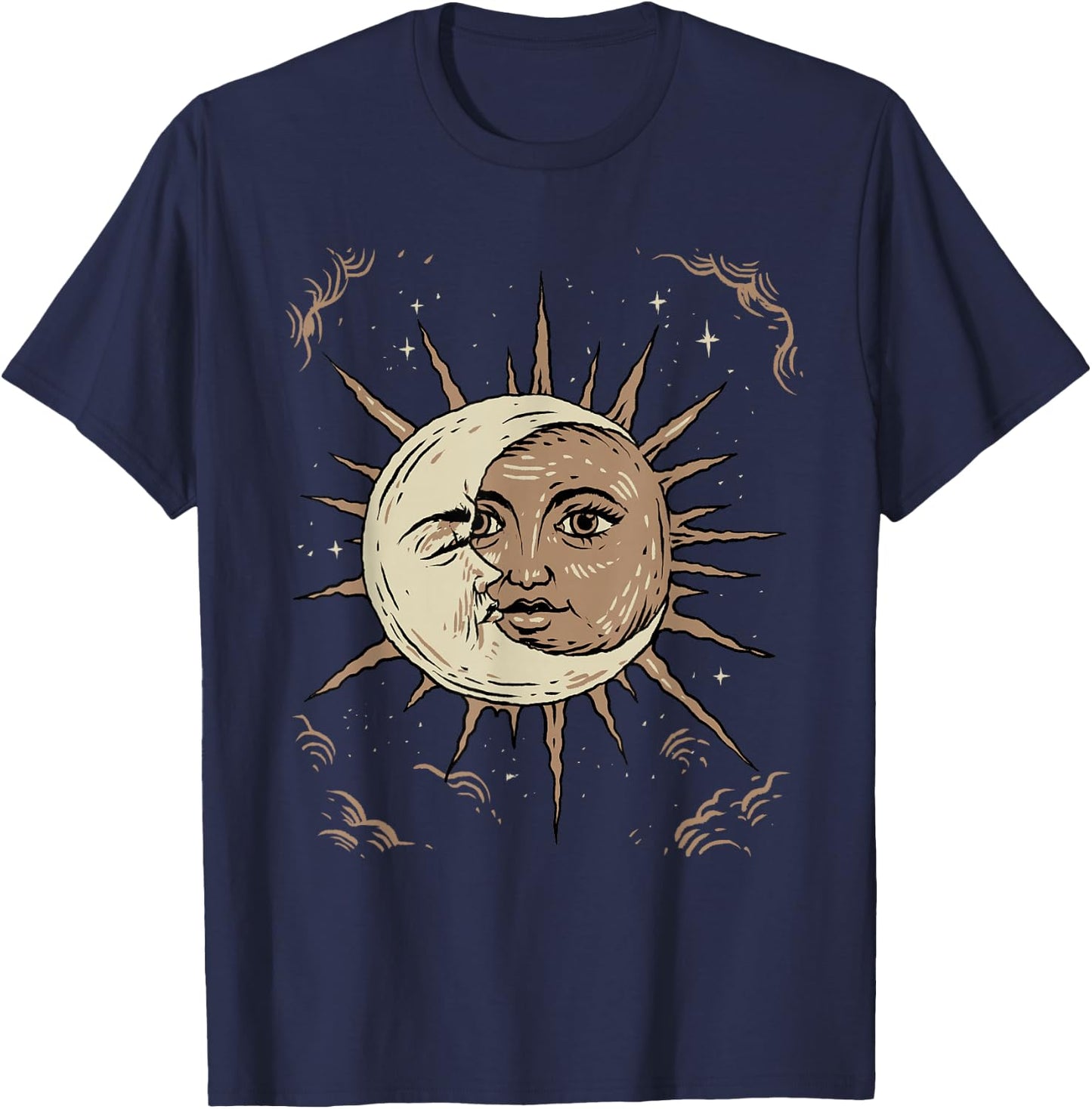 Sun and Moon Shirt Celestial Tarot Dark Academia Aesthetic T-Shirt - T-Shirt | Navy