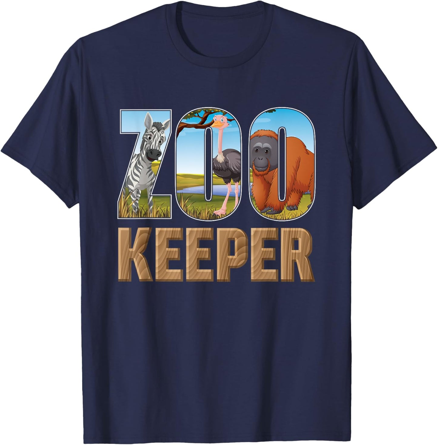 Zookeeper Costume African Savanna Zoo Keeper Animals Lover T-Shirt - T-Shirt | Navy