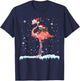 Santa Sloth Ridding Flamingo Reindeer Xmas Sloth Flamingo T-Shirt - T-Shirt | Navy