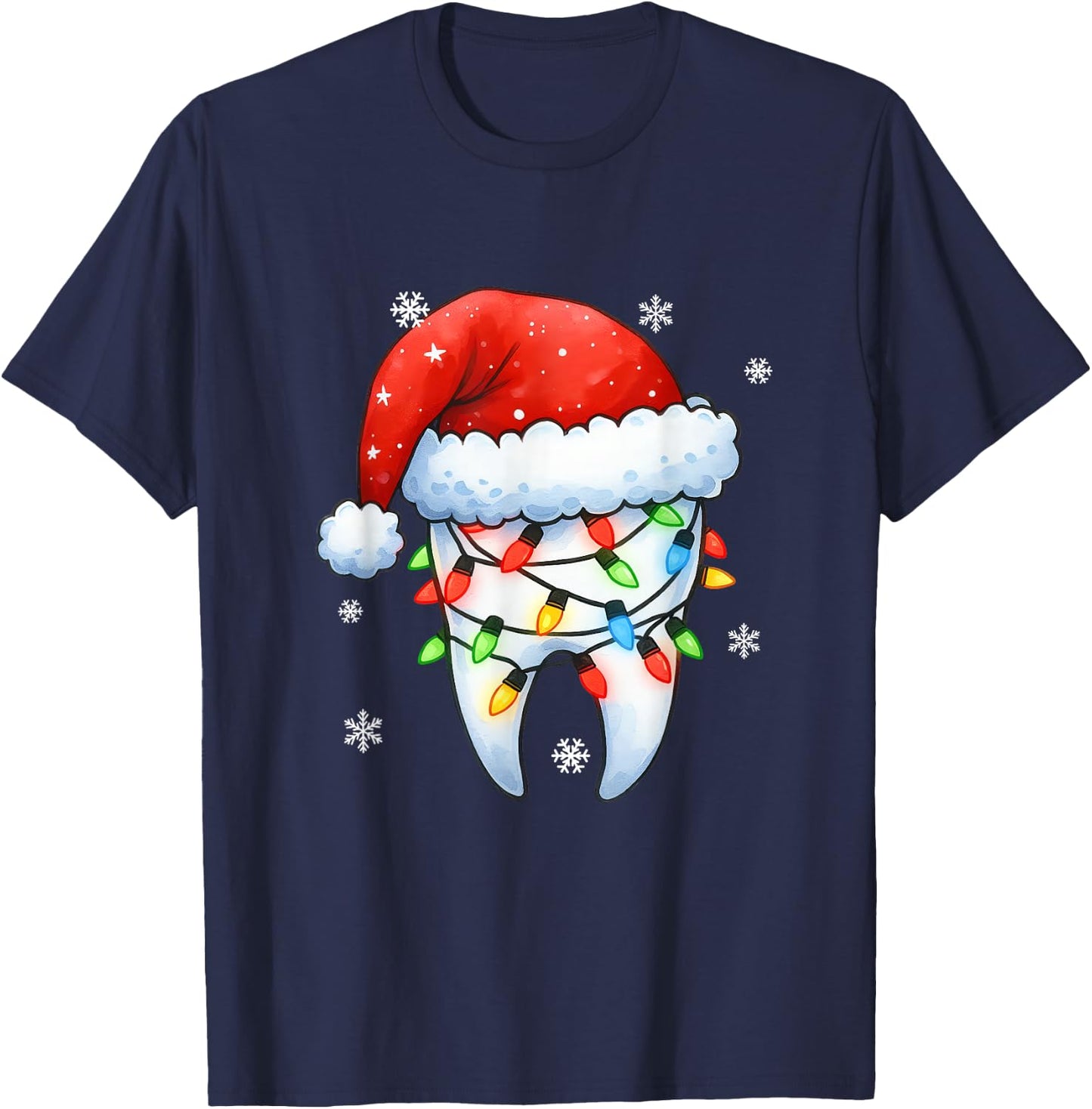 Retro Dental Christmas Tooth Santa Xmas Dentist Squad Crew T-Shirt - T-Shirt | Navy