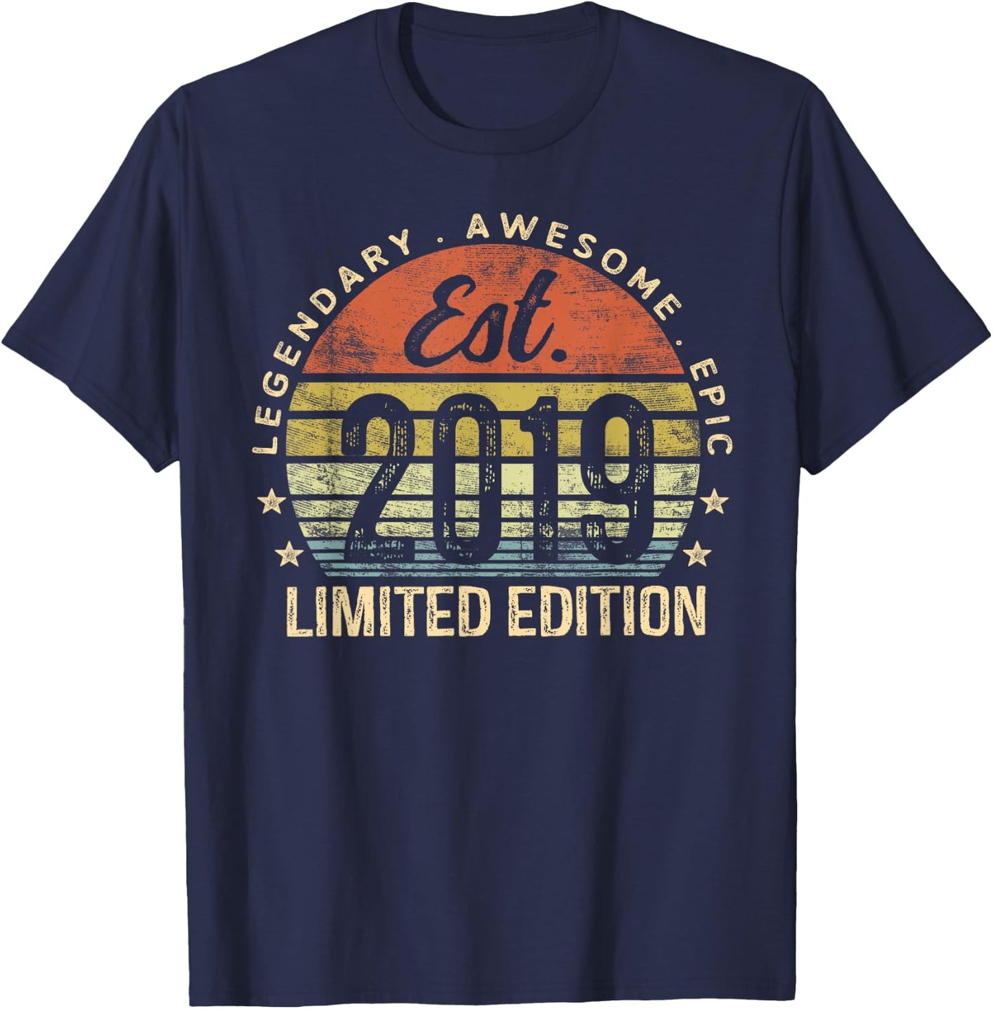Est 2019 Limited Edition 6th Birthday Gifts 6 Year Old T-Shirt - T-Shirt | Navy