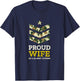Proud Wife of a US Army Veteran Camo Stripes Gift T-Shirt - T-Shirt | Navy