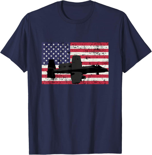 Patriotic A-10 Warthog jet American flag T-Shirt - T-Shirt | Navy