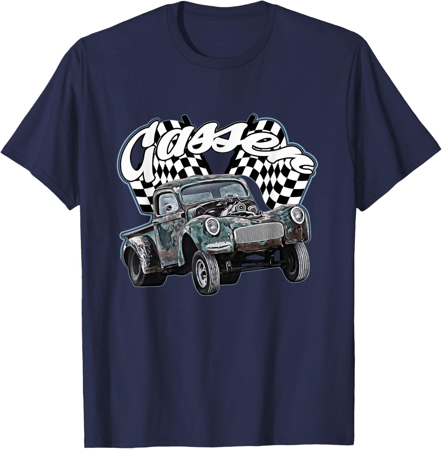 1940s Gasser Truck,Dragster,Dragrace,Rat Rod,rusty pickup,40 T-Shirt - T-Shirt | Navy