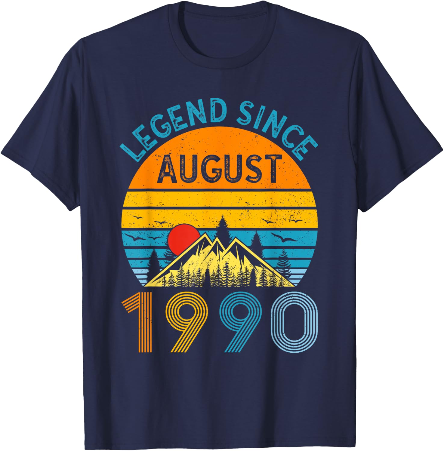 Legend Since August 1990 35th Birthday Vintage 35 Years Old T-Shirt - T-Shirt | Navy