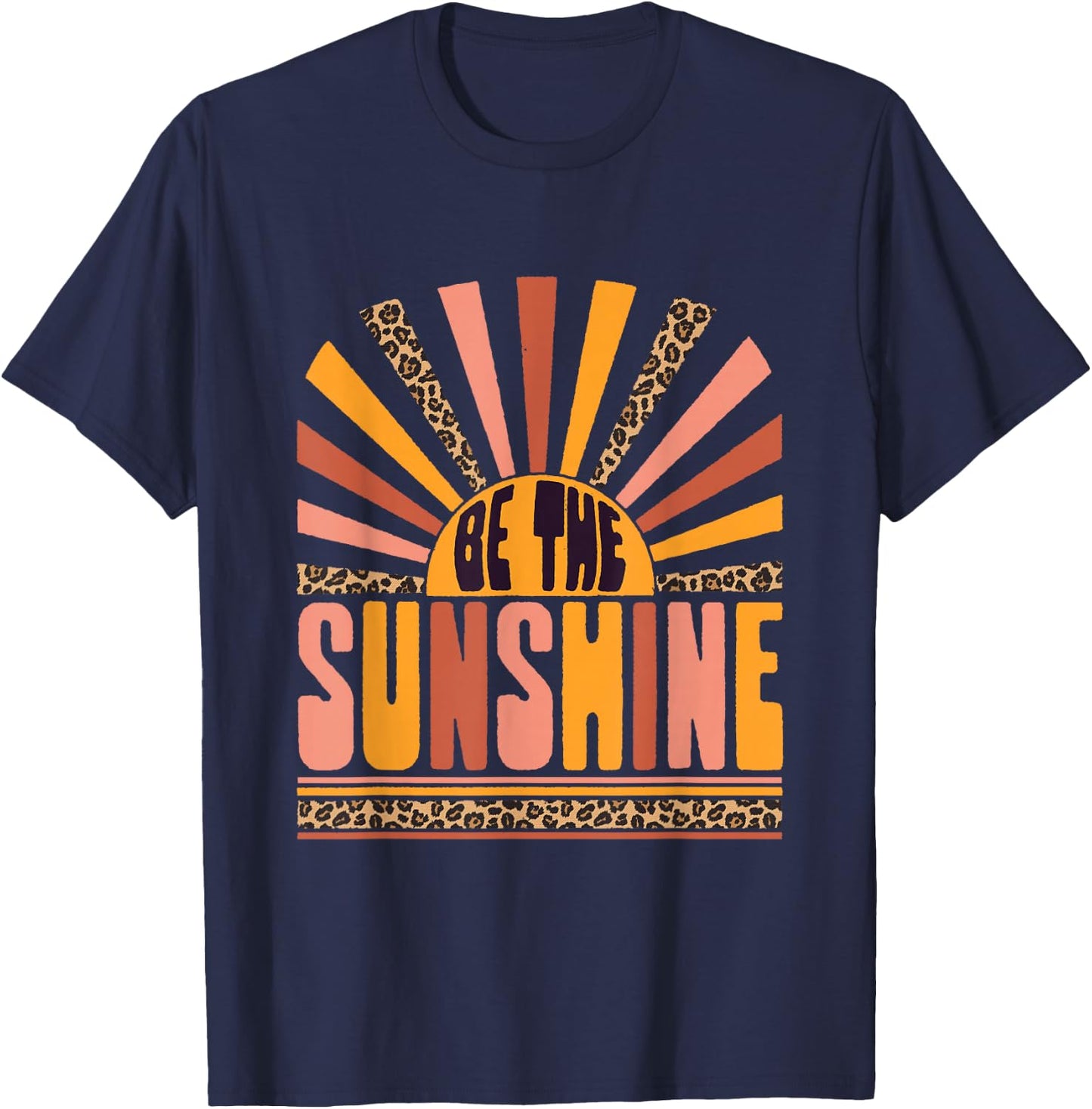 Vintage Retro Be The Sunshine Shirt, Summer Leopard Print T-Shirt - T-Shirt | Navy