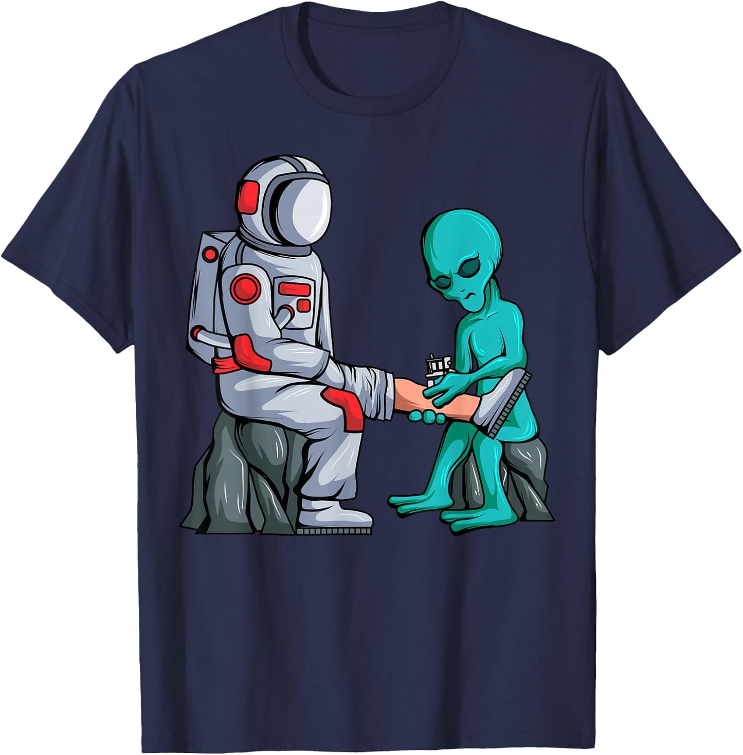 Alien Tattooist Astronaut Tattooing UFO Lover Tattoo Artist T-Shirt - T-Shirt | Navy