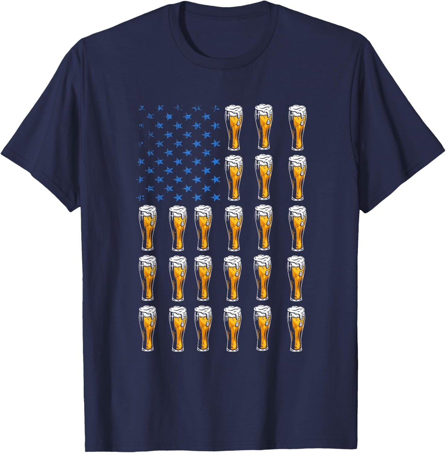 Craft Beer American Flag USA , 4th July Brewery T-Shirt - T-Shirt | Navy
