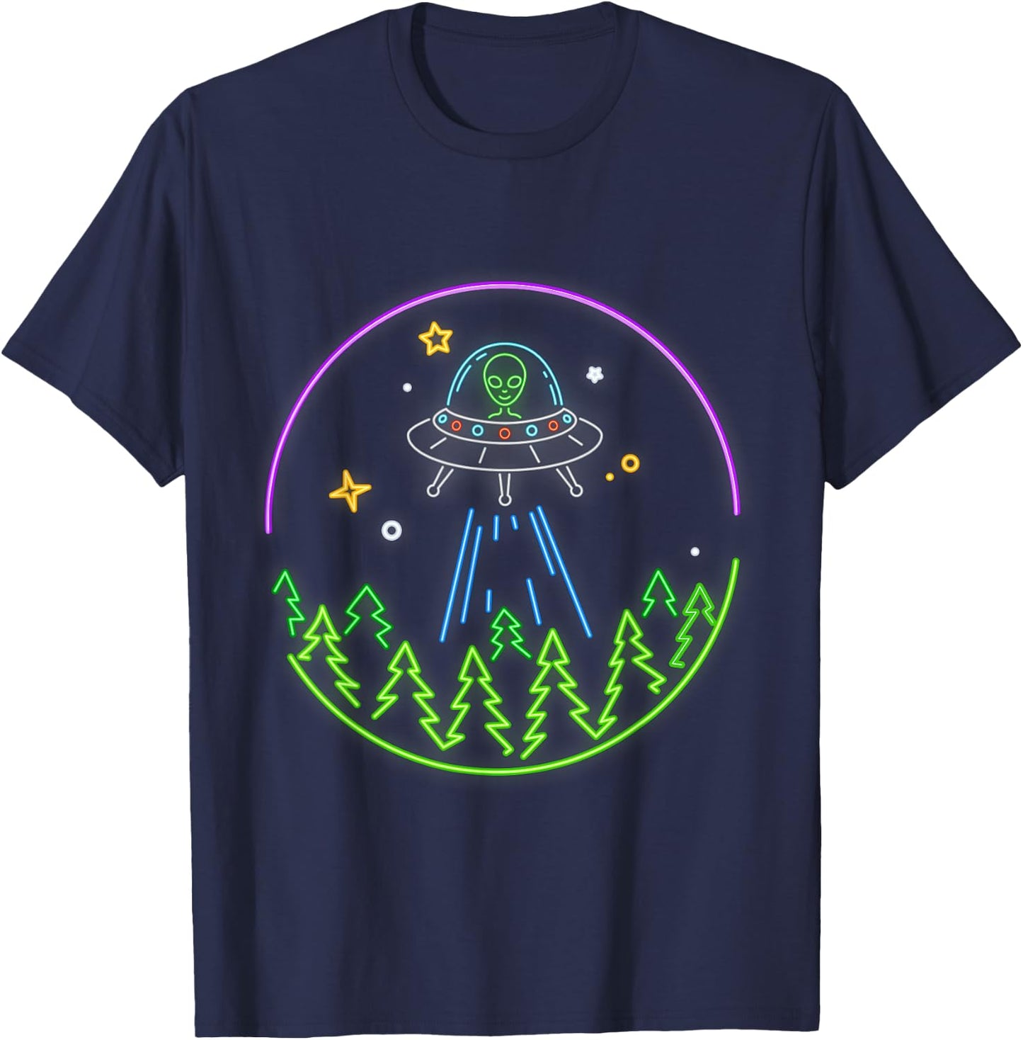 Alien Funny UFO Space Rave Alien Lovers T-Shirt - T-Shirt | Navy