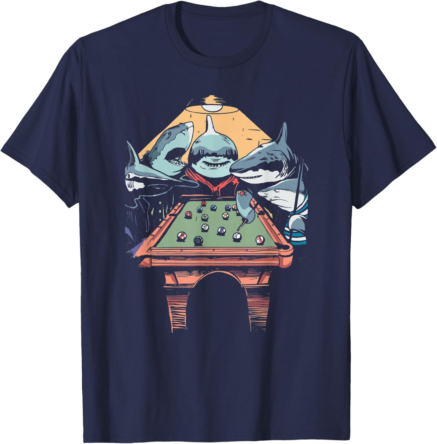 The Pool Sharks Funny Vintage Painting Parody T-Shirt - T-Shirt | Navy