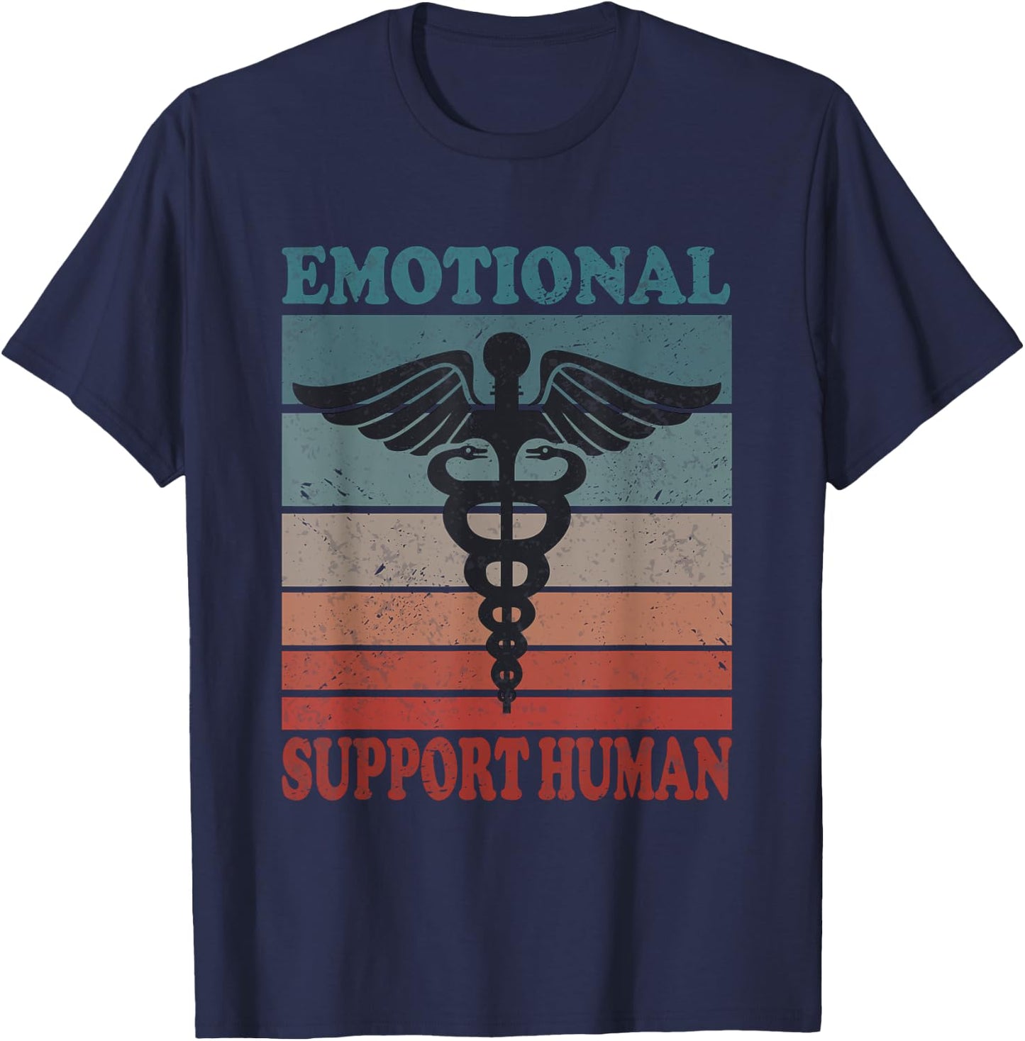 Vintage Emotional Support Human Service People Black T-Shirt - T-Shirt | Navy